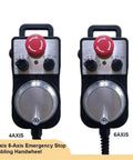 Image of 5V MPG Handwheel Motion Control System for 4 Axis and 6 Axis CNC Machines with Emergency Stop Pendant, dual setup displayed