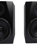 APM6B Powered USB Studio Monitor Pair for Home Studio and Beat Making, front view, black MDF cabinet, dual speakers