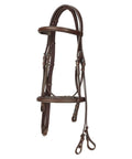 Miller's Flash Bridle crafted from premium buff harness drum dyed leather with reins included, Havana Brown for horse tack, side view.