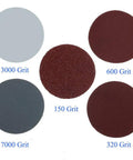 Variety of grit sandpaper pads from Glass Polishing Kit 34Pc Set For Windshields And Glass Scratch Remover Tool with Cerium Oxide
