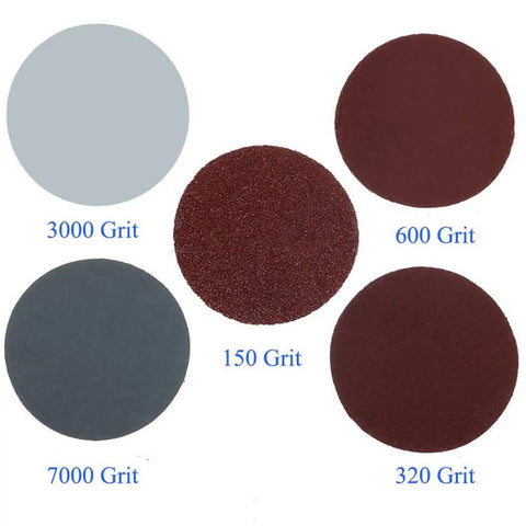 Variety of grit sandpaper pads from Glass Polishing Kit 34Pc Set For Windshields And Glass Scratch Remover Tool with Cerium Oxide