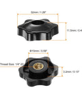 Ten Pack Star Knobs That Grip Like A Boss Quarter Inch Twenty Female Thread, 32mm Head, Plastic Through Hole With Brass Insert