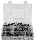 200 Piece Black Blind Rivet Kit in storage box, high strength, round head assortment, rust resistant, for auto and DIY use