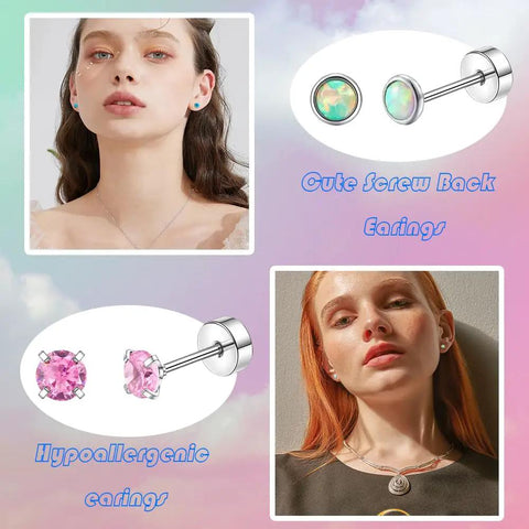 Hypoallergenic Titanium Earrings Set For Women 23 Pairs Lightweight Tarnish Resistant Everyday Wear Featuring Classic And CZ Styles Ideal For Sensitive Ears And All Day Comfy, 20G screw back studs