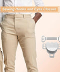Sewing Hooks and Eyes Closure with Khaki Pants; 25 Pack Sewing Hook And Eye Closures For Clothing Repair And DIY Craft Hidden Closure Fasteners