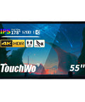 Next Level 55 Inch Interactive Touchscreen Monitor With Slick 4K Smart Board Display, Windows 11 Pro Loaded Intel Core I7 Processor, 8GB Ram, 512GB Storage, Electronic Whiteboard Plug And Play For Boss Offices And Active Classrooms showing vibrant 4K HDR display.