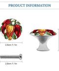 Stained Glass Bunch Of Chili Pepper Round Drawer Cabinet Knobs With Screws 2 Pcs Dresser Knob Pulls Decor side and top view