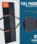 Beefy Heavy Duty Guide Rail Bag for Track Saw Guides Up to 59 Inches, full padded protection, black 600D polyester, Rugged Tools logo