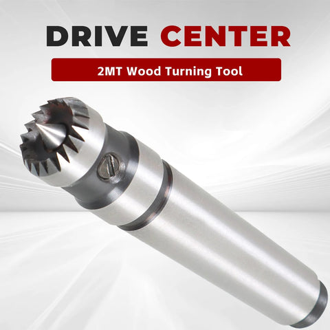 2MT wood lathe drive center with 5/8 inch drive tip, silver metal finish