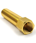 Brass 1/2-inch male-to-female pipe nipple adapter with hex body