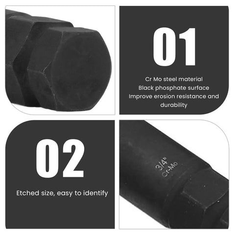 Cr Mo steel socket with etched size, 8 Piece Lug Nut Socket Set In Cr Mo Steel Thin Walled Design For Tight Spaces