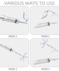 150ML Enema Syringe Cleaning Kit With 23.6 Inch Hose Travel Douche System For Colon Cleansing Includes Two Nozzles Safe ABS Plastic And Silicone Easy To Use At Home Or On The Go Ideal For Women And Men. multiple nozzle and hose use modes shown