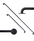 Adjustable Sash Curtain Rod For French Doors With Tough Three Eighth Inch Steel Bar And Low Profile Brackets in matte black.