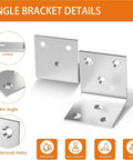 40 Pack Stainless Steel L Brackets 2 Inch Corner Braces Heavy Duty Shelf Supports Rust Proof Angle Braces Flat view with countersunk holes.