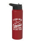 Red insulated stainless steel water bottle for sailplane pilots and glider enthusiasts keeps drinks cold or hot in flight aviation gift
