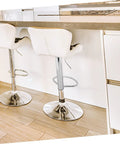 Hassle Free Heavy Duty Bar Stool Swivel Base With Built In Footrest And Hydraulic Lift Smooth Spin Steel Frame in kitchen setting.