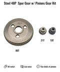 86T 48P Spur Gear Set For 1 By 10 RC Slash 2WD Rustler 2WD Stampede 2WD with 21T and 19T pinions in steel