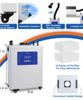 150W Solder Fume Extractor With 280 Cubic Meters Per Hour Air Flow, LED Display, Brushless Motor, includes 10 Prefilters