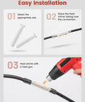 Crystal Clear Heat Shrink Tubing Kit 3 To 1 260 Pieces Waterproof Marine Grade Wire Wrap being applied with heat gun