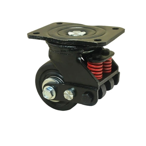 Heavy Duty 3 Inch Silent Damping Universal Caster Wheels Featuring Spring Shock Absorption And Polyurethane Tread for heavy carts in warehouses.