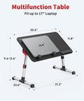 Adjustable Laptop Desk Table with Foldable Legs and 5 Height Settings, Portable for Sofa, Bed, or Floor, Angle Adjustable Surface.