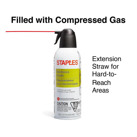 Pro Grade 10 Oz Compressed Air Duster For Electronics And Office Gear with nozzle and extension straw for dust removal