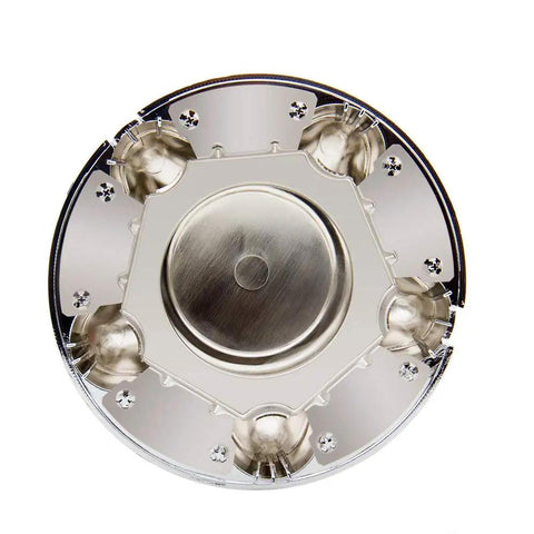 Top view of Four Pack 7 Inch Chrome Center Hub Caps For Ford F 150 1997 2003 And Expedition 1997 2002 Fits 14mm Lug Nuts Only