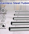 Two Pack Three Eighths Inch OD Stainless Steel Round Tube 9.5mm 12 Inch Length Weldable 304 Stainless Tubing Built To Last Heavy Duty Industrial Straight Pipe For Projects with quality material and durability symbols.