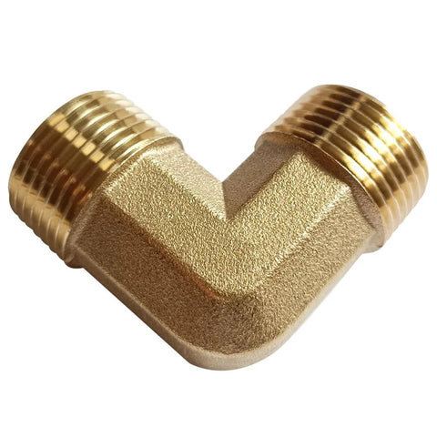 Brass 90-degree elbow pipe fitting, 3/4 in NPT male x 3/4 in NPT male