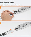 1 Pair 22 Inch Rear And Side Mount Drawer Slides With Brackets, detachable snap feature for easy drawer installation and removal