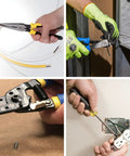 14 Piece Pro Tools Kit With Pouch And Belt For Journeyman Lineman Homeowner And Beginner To Pro Includes Built In Fish Tape Puller And Durable Pliers For On The Job Tough Tasks in use