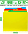 Top Shelf Alphabetical Hanging File Folder Dividers featuring five vibrant color coded tabs for letter size, dimensions 10 x 11.75 inches.