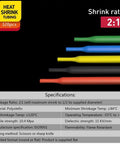 Heat Shrink Tubing Kit With Mini Heat Gun And 328 Pcs Shrink Tubes 2 To 1 Shrink Ratio specifications chart