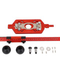 Kickass Pro Grade Multi Functional Router Circular Cutting Template with red aluminum body and dual measurement scales for woodworking