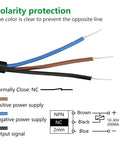 Detail view of wires for Inductive Proximity Sensor Switch M8 For 3D Printer And CNC, NPN NC, DC 10 To 30V, 2mm Detection.