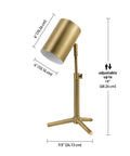Pratt 18 Inch Desk Lamp With Matte Brass Finish, Adjustable Height, In Line Rocker On Off Switch, Totally Chic Vintage Cylinder Head Accent Light For Home Office And Workspace