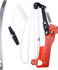 Extendable Tree Pruner Saw Head No Pole Needed For Easy High Altitude Trimming Harvester Clipper For Plants Vines And Shrubs 1.2 Inch Cut Capacity 13.5 Inch SK5 High Carbon Steel Blade with accessories, close-up view.