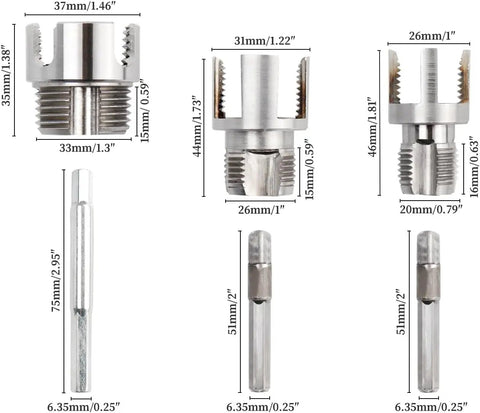Get Your Pipe Threading On With This 3-Piece Internal And External Threader Kit, showcasing various sizes of dies for threading metal and PVC pipes.