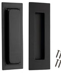 Recessed Pocket Door Pulls 6 Inch Black Stainless Steel Flush Pull Handles For Sliding Doors And Closets Rectangular Modern Hardware with screws