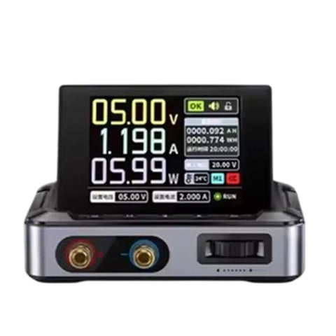 Front view of Adjustable DC Power Supply 0-30V 0-5A for lab CNC and test gear showing display and control features.