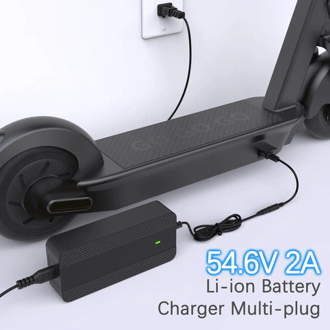 Beefy 48V 13S Lithium Battery Charger For E Bikes And Scooters 54.6V 2A Fast Replacement With 7 Interchangeable Plugs Universal 100 240V Input ETL Certified Safe Power Adapter Compatible With Razor Gotrax Jetson Ninebot Hoverboard