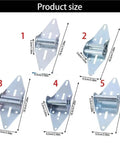 Two Pack Heavy Duty Galvanized Steel Garage Door Hinge Flap Track Hardware Replacement Kit With Vertical Adjustment For Durable Door Support And Smooth Open Close. Product size chart with 5 hinge sizes
