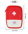 Front view of a red 4 Pack Travel First Aid Pouches Durable 600D Oxford Exterior Grab And Go Ready Portable Outdoor Medical Bags 7 by 5 inches.