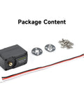 Package contents of 20 Kg-Cm Bus Servo Motor With 360 Degree High Precision Magnetic Encoder, including servo motor, screws, and cables.