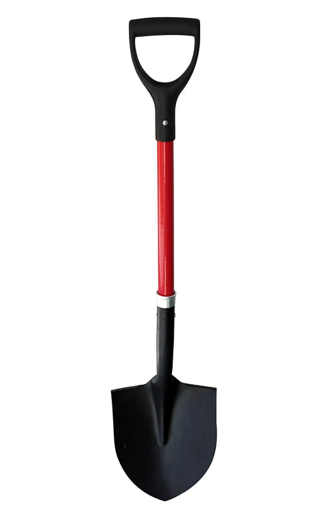 Round Point Digging Shovel With D Handle, 31 Inch Fiberglass Shaft, Pro Grade Comfort Grip Spade For Yard Work, Loose Soil, Roots, And Rocks