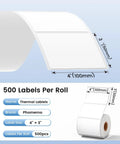 4x3 Inch Thermal Label Roll For Small Business, Waterproof Shipping Labels For Thermal Printers, 500 Pack