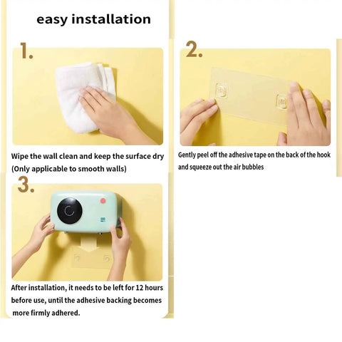 Installation steps for wall-mounted waterproof tissue box holder napkin dispenser for kitchen and bathroom no punch holes