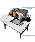 Portable Edge Bander For Woodworking, Two Sided PVC Edge Banding Machine With Glue, top view showing glue pot and adjustment controls
