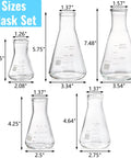 Go To Lab Erlenmeyer Flask Set With Borosilicate Glass, Five Size Graduated Conical Flasks 300 mL, 250 mL, 150 mL, 100 mL, 50 mL