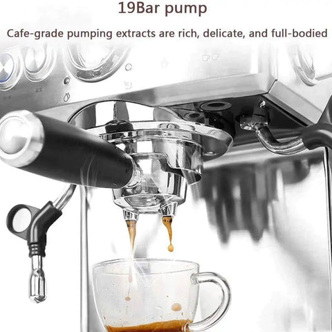 Pro Grade Fully Automatic Espresso Coffee Machine For Home And Office Versatile Stainless Steel Panel with shot being poured